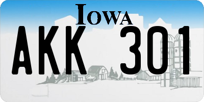 IA license plate AKK301