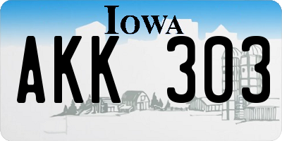 IA license plate AKK303