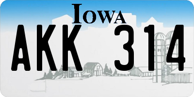 IA license plate AKK314