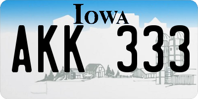 IA license plate AKK333