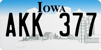 IA license plate AKK377