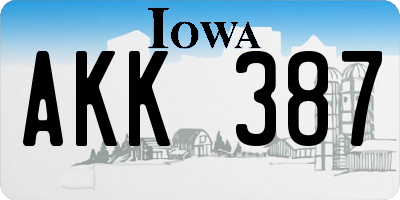IA license plate AKK387