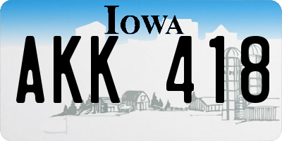 IA license plate AKK418