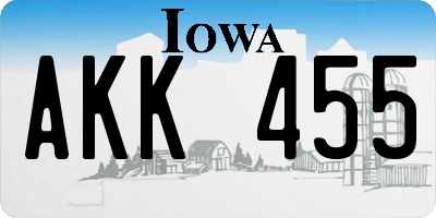 IA license plate AKK455