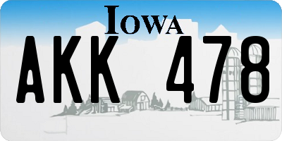 IA license plate AKK478