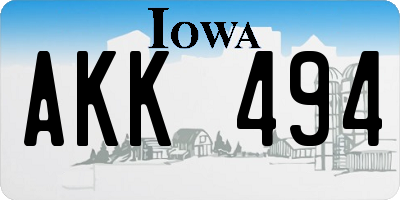 IA license plate AKK494
