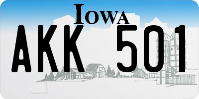 IA license plate AKK501