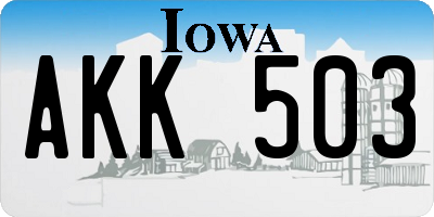 IA license plate AKK503