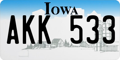 IA license plate AKK533