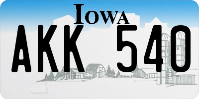 IA license plate AKK540