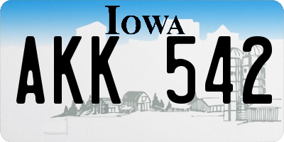 IA license plate AKK542