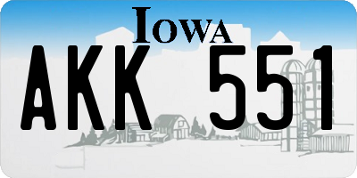 IA license plate AKK551
