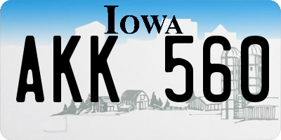 IA license plate AKK560