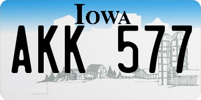 IA license plate AKK577