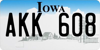 IA license plate AKK608
