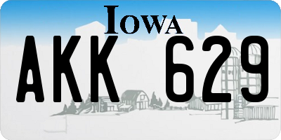 IA license plate AKK629