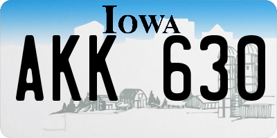 IA license plate AKK630