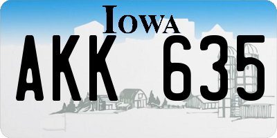 IA license plate AKK635