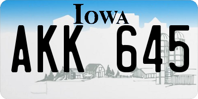 IA license plate AKK645
