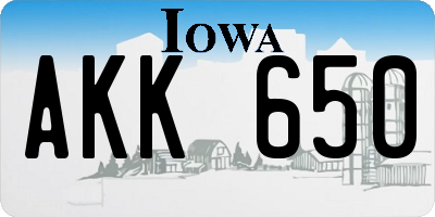 IA license plate AKK650