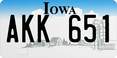 IA license plate AKK651