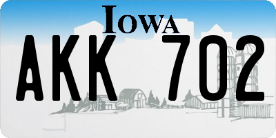 IA license plate AKK702