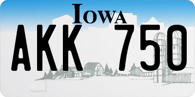 IA license plate AKK750