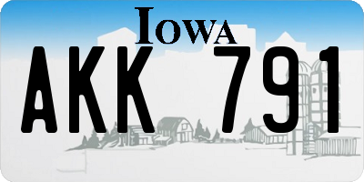 IA license plate AKK791