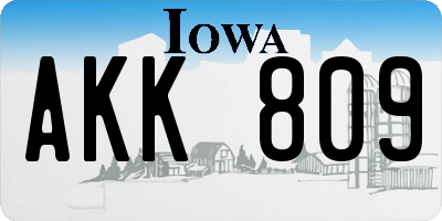 IA license plate AKK809