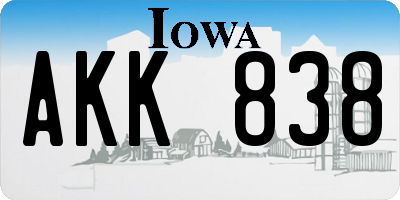 IA license plate AKK838