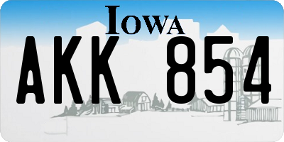 IA license plate AKK854