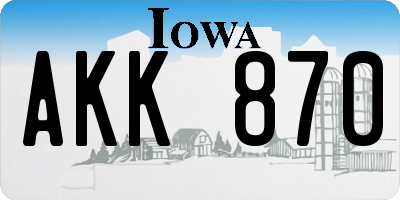 IA license plate AKK870