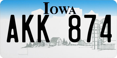 IA license plate AKK874