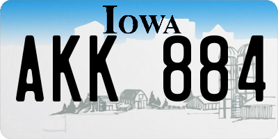 IA license plate AKK884