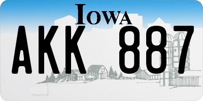 IA license plate AKK887