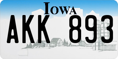 IA license plate AKK893