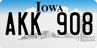 IA license plate AKK908