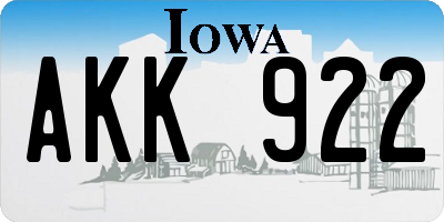 IA license plate AKK922