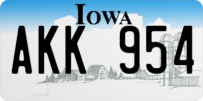 IA license plate AKK954