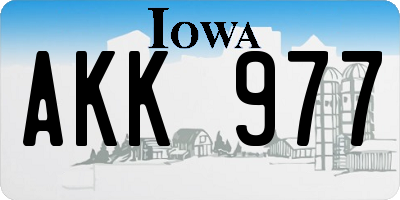 IA license plate AKK977