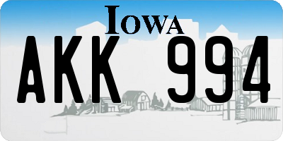 IA license plate AKK994