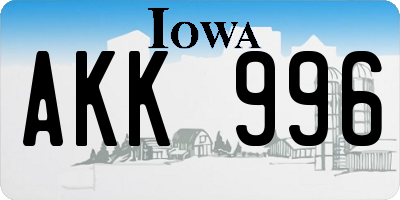 IA license plate AKK996