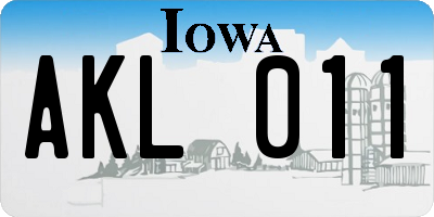 IA license plate AKL011