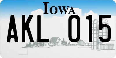 IA license plate AKL015