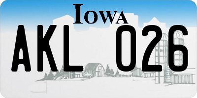 IA license plate AKL026
