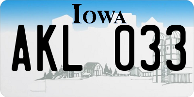 IA license plate AKL033