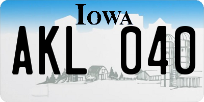 IA license plate AKL040