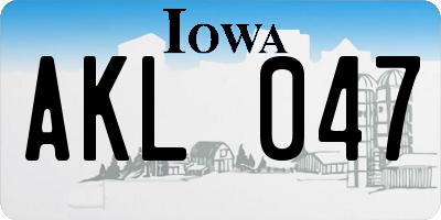 IA license plate AKL047