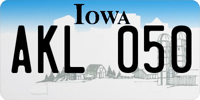 IA license plate AKL050