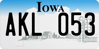 IA license plate AKL053